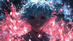 Anime Boy Wallpaper: Red Eyes, White Hair, Art Illustration