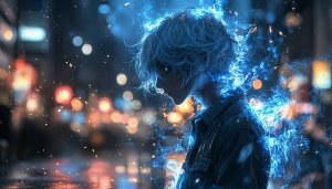 Blue Aura Anime Wallpaper - Mysterious Character Art, HD Backgrounds