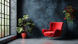 Red Chair Wallpaper: Interior Design, Modern, 4K Wallpaper