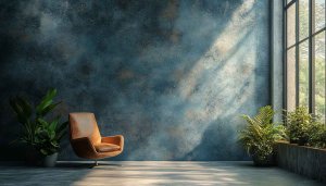 Minimalist Interior Wallpaper: Modern Room Decor, Concrete Wall, Natural Light