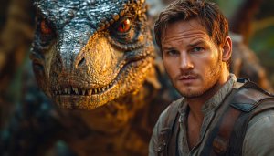 Jurassic World Wallpaper: Chris Pratt with Dinosaur 4K Wallpaper