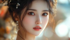 Elegant Asian Beauty Portrait Wallpaper, Girl art Wallpaper