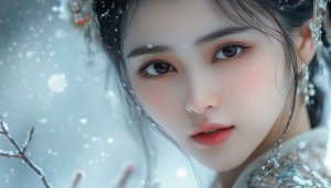 Winter Beauty: Asian Woman Portrait Wallpaper for Desktop & Mobile