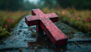 Red Cross Wallpaper, Christian Theme, Religious Background, Rain Wallpaper