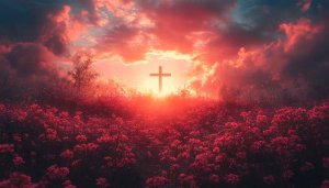 Cross Silhouette Wallpaper, Religious Theme, Sunset Scenery 4K