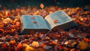 Autumn Book Wallpaper, Fall Leaves, Desktop Background, Laptop Wallpaper