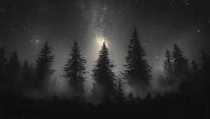 Night Sky Wallpaper: Dark Forest Starry 4K Desktop Background
