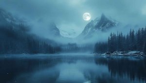 Moon Wallpaper: Lake, Forest, Mountains, Night Landscape 4k Wallpaper