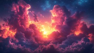 Stunning Dreamy Clouds Wallpaper, Night Sky Scenery, Starry Sky