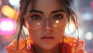 Glamorous Woman Portrait Wallpaper with Glasses, 4k Resolution