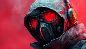 Dystopian Warrior Wallpaper: Red Mask 4K for Desktop & Mobile