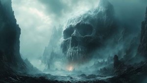 Skull Mountain Wallpaper, Fantasy Art, Dark Landscape, 4K Wallpaper