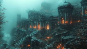 Castle Wallpaper, Foggy Landscape Wallpaper, Dark Fantasy Wallpaper 4k