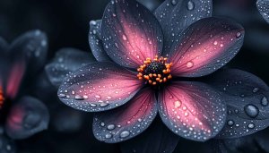 Dark Floral Wallpaper: Dewy Petals, Flower Background, Artistic Bloom Image