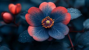 Floral Wallpaper: Blue Red Flower Petals Wallpaper for Desktop, Mobile