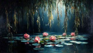 Water Lilies Painting Wallpaper, Claude Monet Art, Aesthetic Art Wallpaper