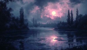 Full Moon Night Landscape Wallpaper, Lake Wallpaper, Nature Wallpaper