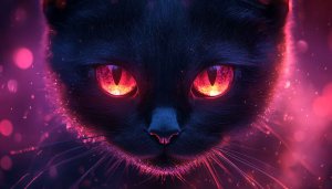 Neon Cat Wallpaper: Glowing Eyes, Dark Kitty Backgrounds, 4K