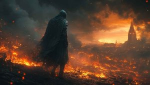 Fantasy Knight City Fire Scenery 4k Wallpaper For Desktop