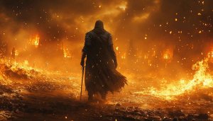 Knight Wallpaper, Fantasy Wallpaper, Warrior Wallpaper, 4K Wallpaper, Fire Wallpaper