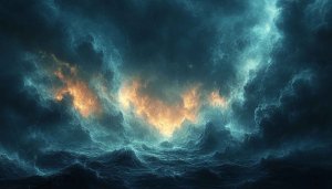 Dramatic Ocean Wave Wallpaper: 4K Dark Sea, Stormy Sky Views