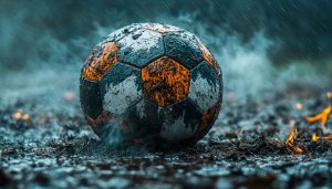 Grunge Soccer Ball Wallpaper: Sports, Fire, and Rain Aesthetic