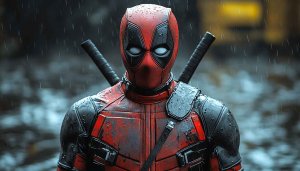 Deadpool Wallpaper: Superhero Rain Portrait, High-Resolution Marvel Background