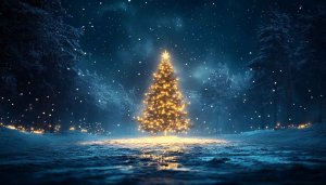 Christmas Tree Wallpaper, Winter Wonderland, Snowy Landscape, Holiday Season