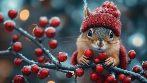 Cute Squirrel Wallpaper Winter Theme, Animal Wallpaper for Desktop