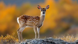 Deer Wallpaper: Spotted Fawn in Autumn, Nature, Wildlife, Animal.