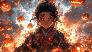Demon Slayer Halloween Wallpaper 4k, Anime, Demon Wallpaper for Desktop
