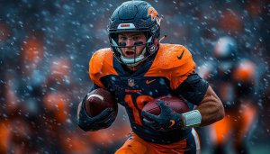 Football Wallpaper: NFL Player Running in Snowfall 4K Wallpaper