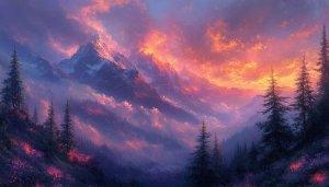 Mountain Landscape Wallpaper: Sunset, Nature, Scenic View, 4K Wallpaper