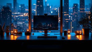 Night City View Wallpaper: 4k Desktop Setup Background Aesthetic Theme