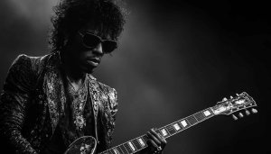 Guitarist Wallpaper: Black and White Musician in Concert - High Quality
