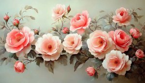 Beautiful Pink Rose Flower Painting Aesthetic Wallpaper for Desktop