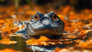 Alligator Wallpaper: Reptile Portrait in Water, Animal Background 4K