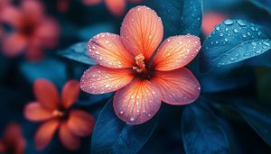 Hibiscus Flower Wallpaper: Red Petals with Water Drops for Desktop