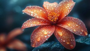 Orange Flower Wallpaper: Floral, Water Droplets, Nature, Desktop Background