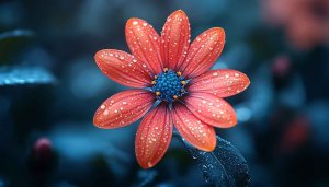 Aesthetic Flower Wallpaper: Red Daisy Petals with Water Droplets
