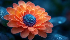 Orange and Blue Flower Wallpaper, Nature Wallpaper, 4k Wallpaper