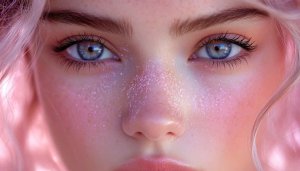 Glitter Eyes Aesthetic Wallpaper, Pink Hair Woman 4k Wallpaper