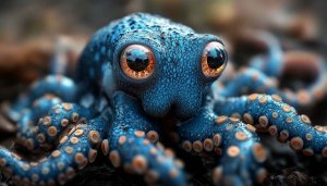 Cute Octopus Wallpaper, Big Eye Sea Life Creature, 4K Desktop