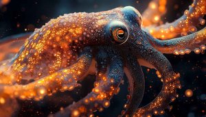 Golden Octopus Wallpaper: Deep Sea Animal 4K Desktop Background