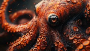 Detailed Octopus Wallpaper: Marine Life and Ocean Animal Theme