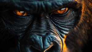 Intense Gorilla Wallpaper: Fierce Animal Look, High Resolution Background