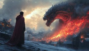 Epic Dragon Wallpaper: Fire and Fantasy Landscape 4K Wallpaper