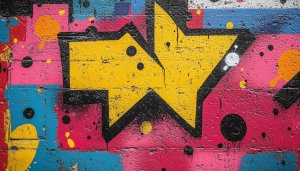 Graffiti Wallpaper: Star, Colorful Paint, Wall Art, Texture, Abstract