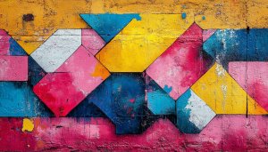 Colorful Geometric Graffiti Wall Art Texture Wallpaper Backgrounds