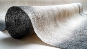 Abstract Fabric Roll Wallpaper: Black, White, and Gray Texture
